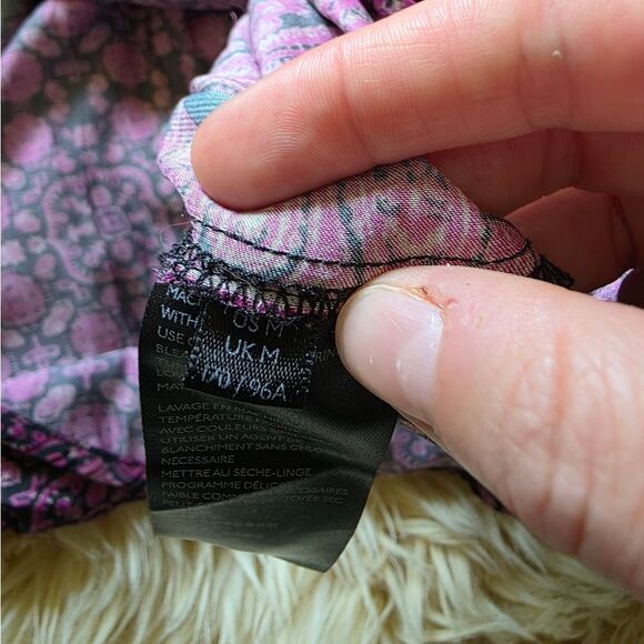 Free People Midsummers Day Tunic Dress Black Silky Floral Print Medium - Picture 8 of 10